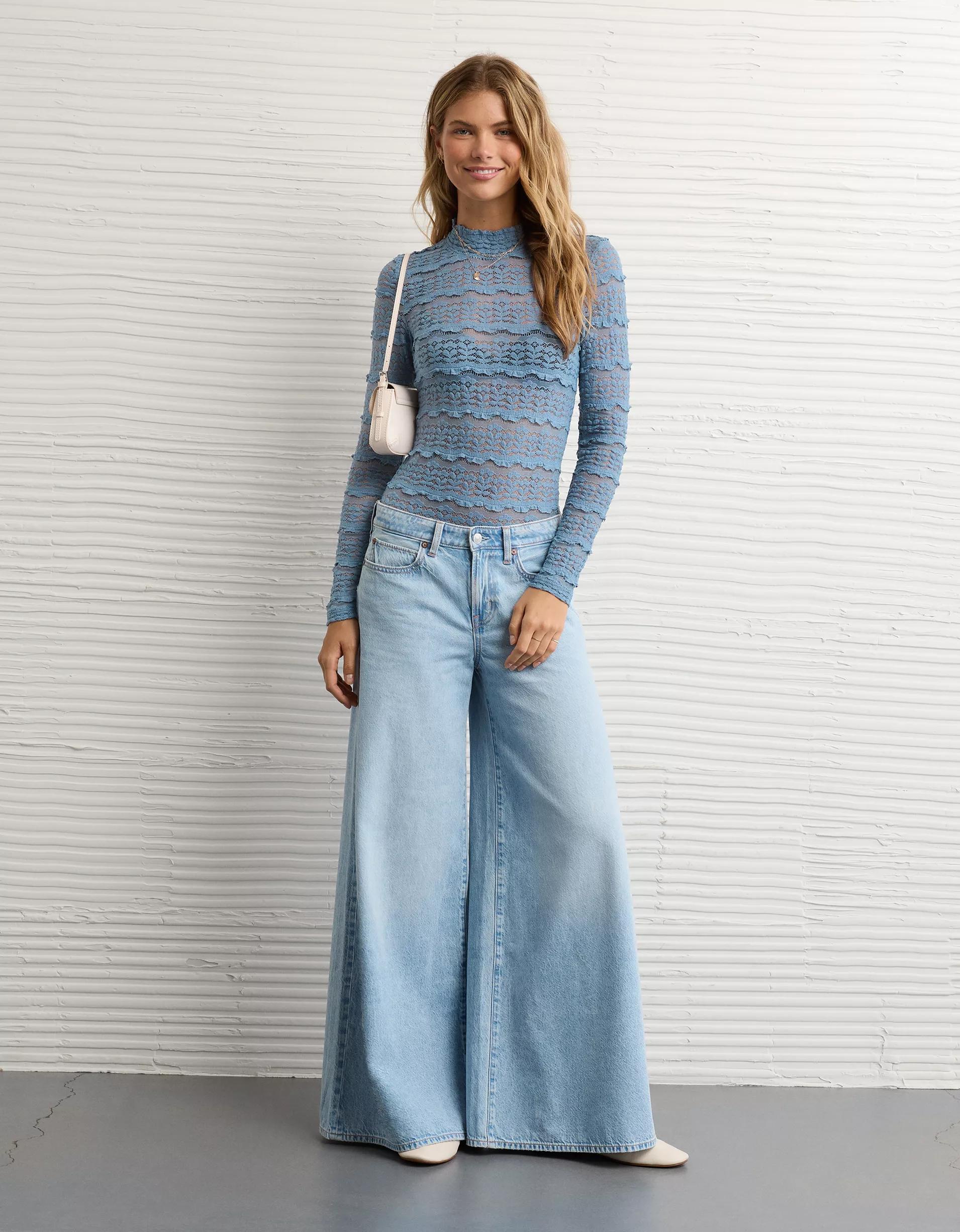 AE Long Sleeve Mock Neck Lace Bodysuit Product Image