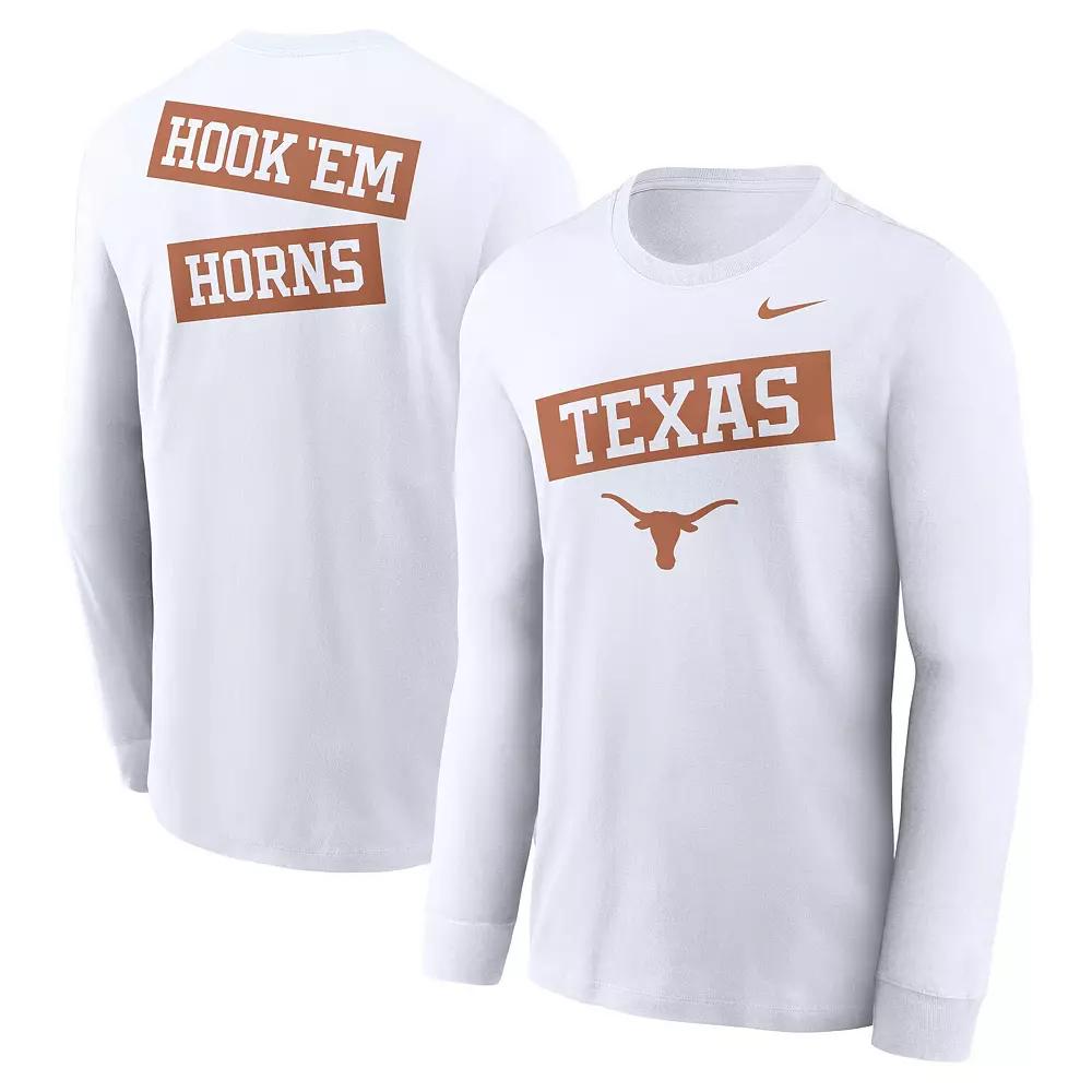 Men's Nike White Texas Longhorns Two-Hit Classic Location Long Sleeve T-Shirt, Size: Large Product Image