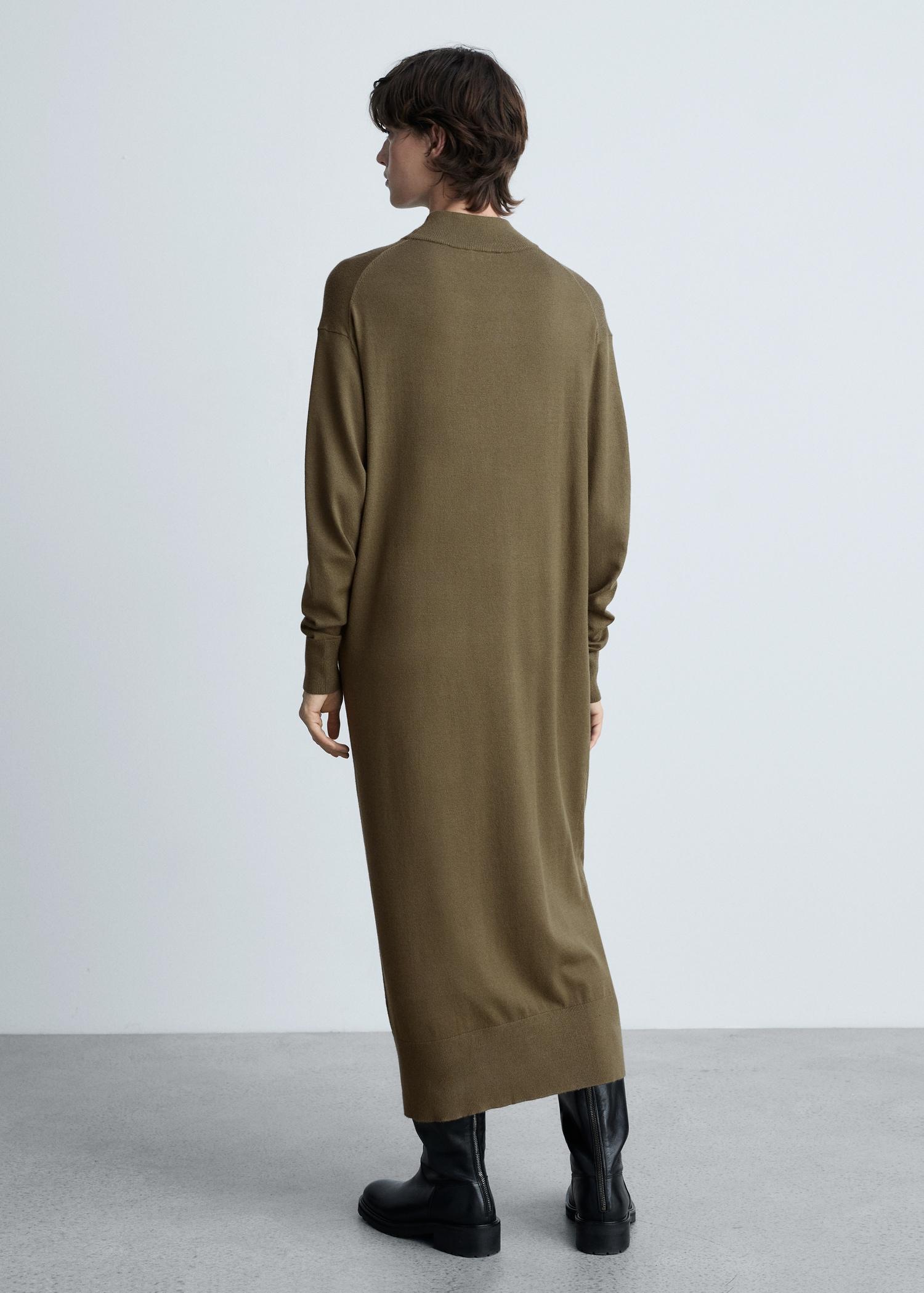 Perkins-neck knitted dress - Women | MANGO USA Product Image