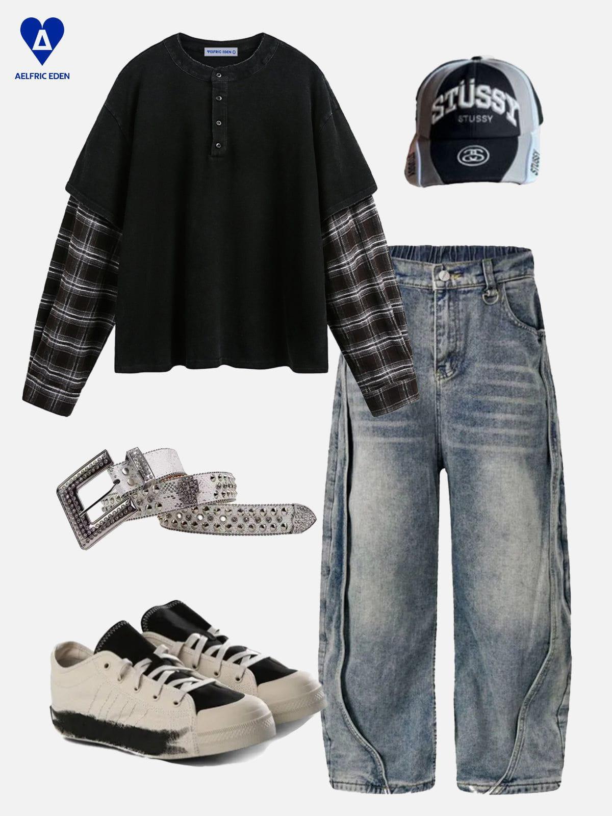 Aelfric Eden Plaid Layered Long Sleeve Tee Product Image