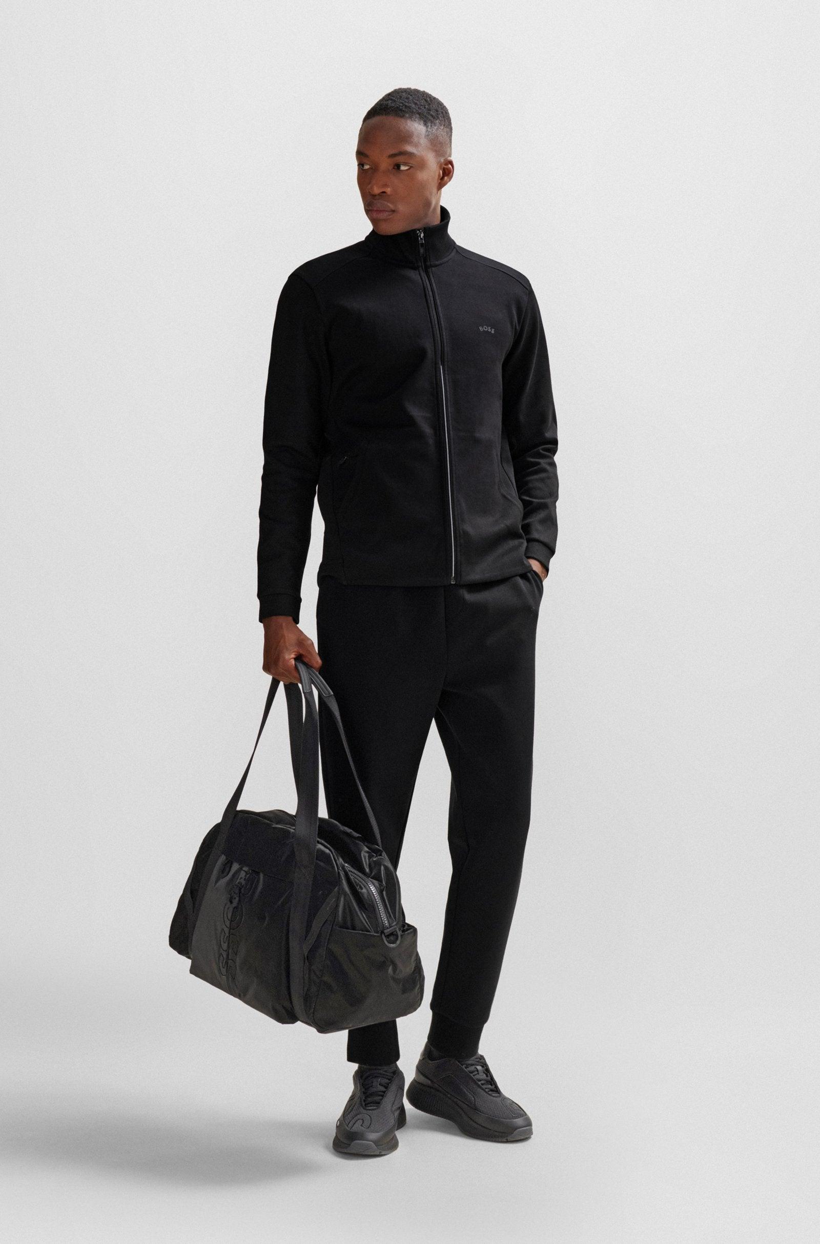 Boss Black Zip-up Sweatshirt With Pique Panel Product Image