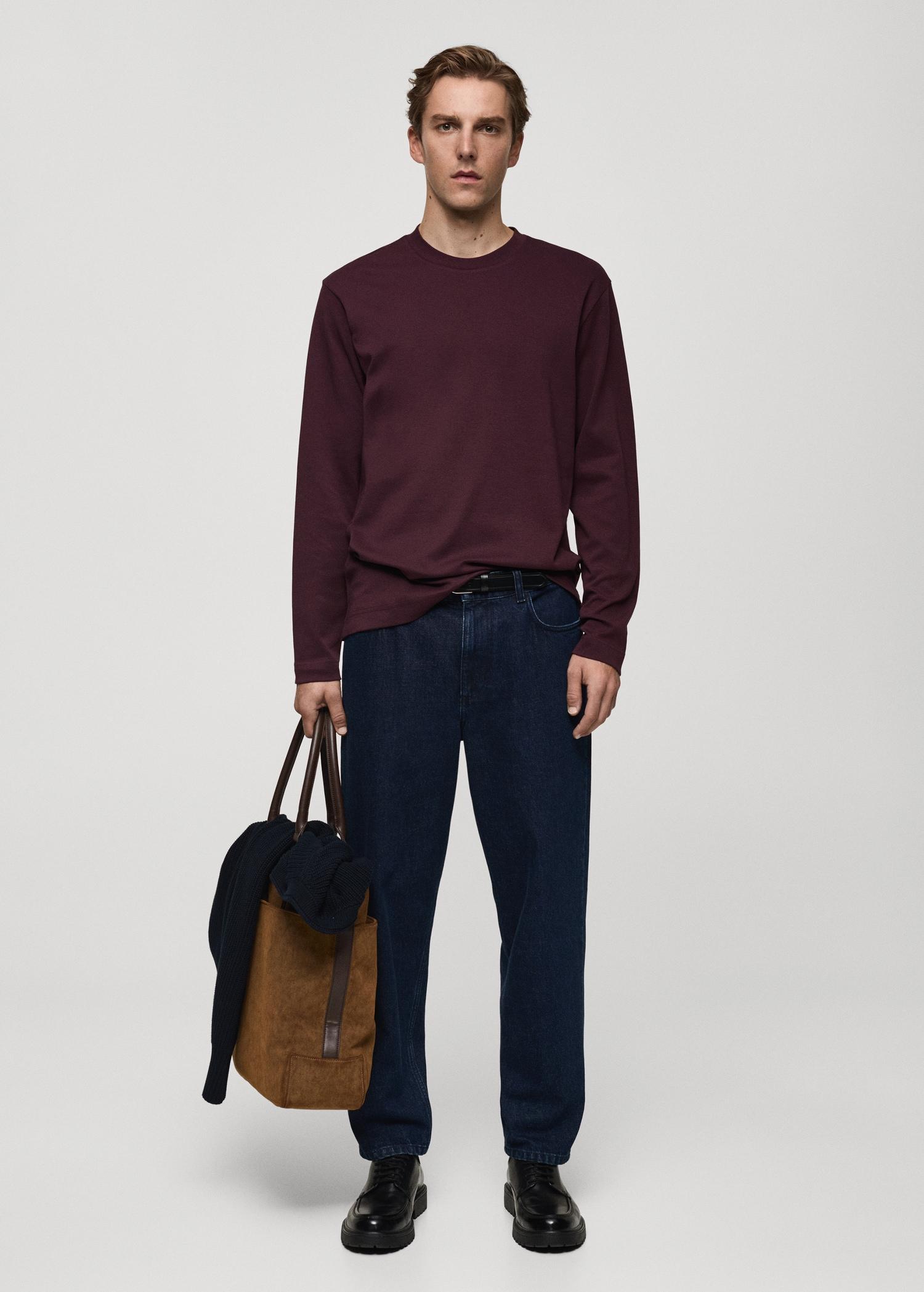 Long-sleeved regular-fit t-shirt - Men | MANGO USA Product Image