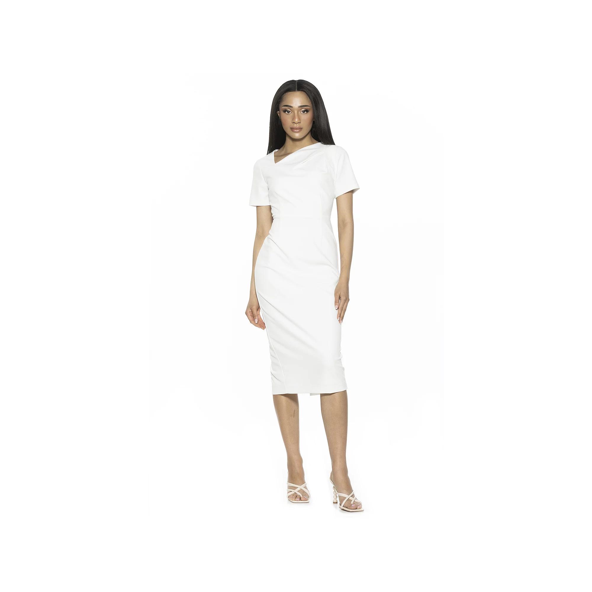 Women's ALEXIA ADMOR Angelica Asymmetric Short Sleeve Sheath Dress,  Product Image