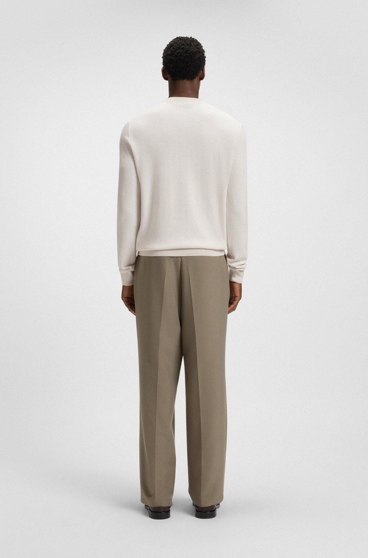 Herringbone-structured sweater in virgin wool and cotton Product Image