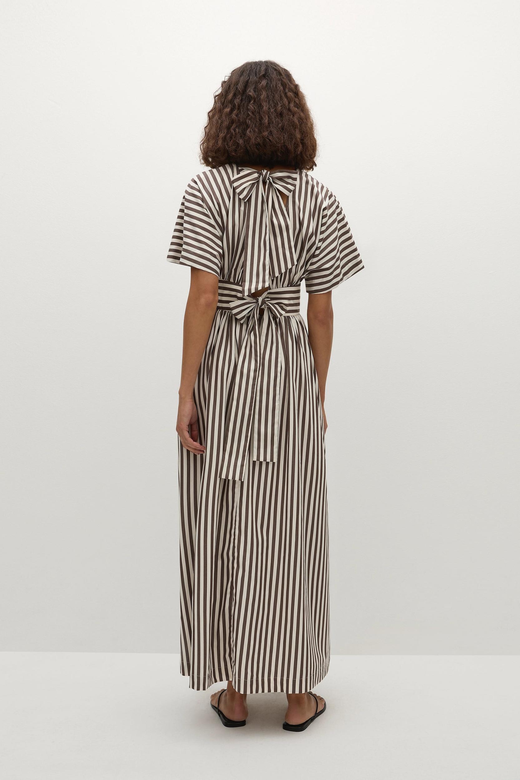 Vera Maxi Dress Norway Stripe Espresso - Final Sale Product Image