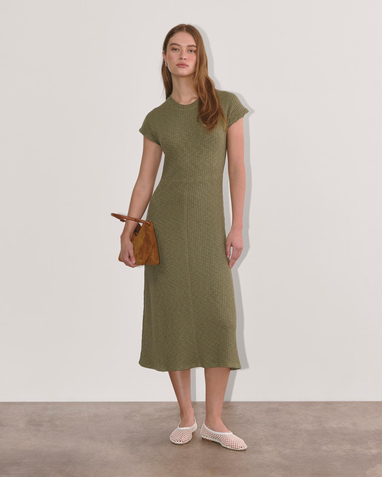 Womens Rib-Knit Cap-Sleeve Midi Dress by Everlane Product Image