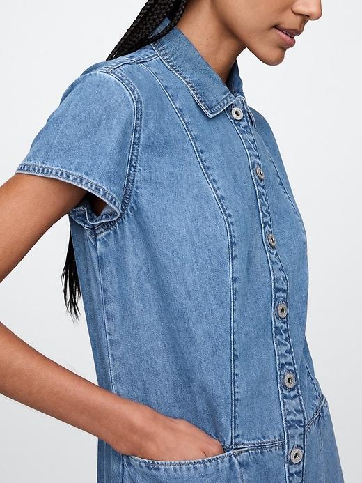 UltraSoft Denim Mini Shift Dress Product Image