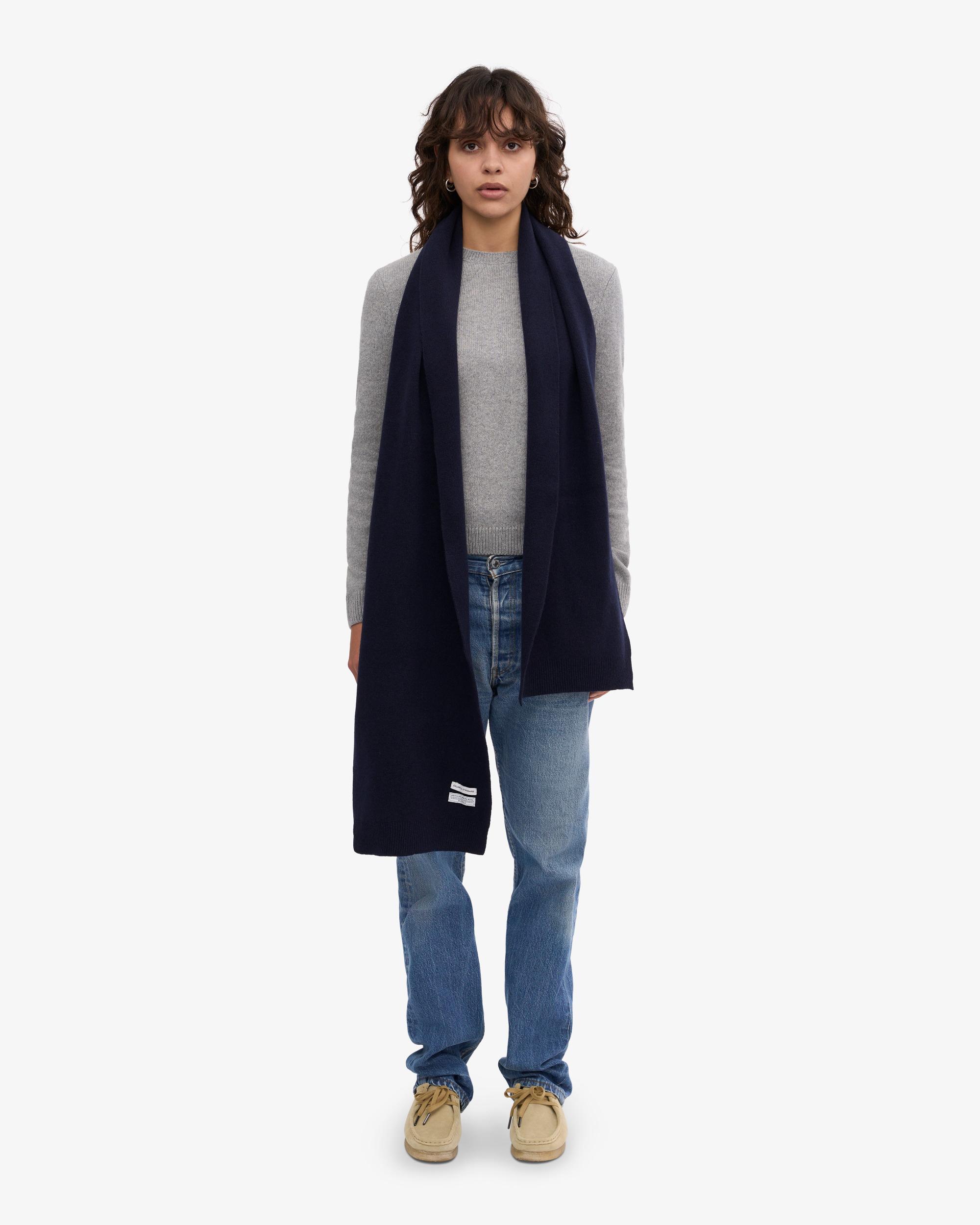 Merino Wool Scarf - Navy Blue Product Image