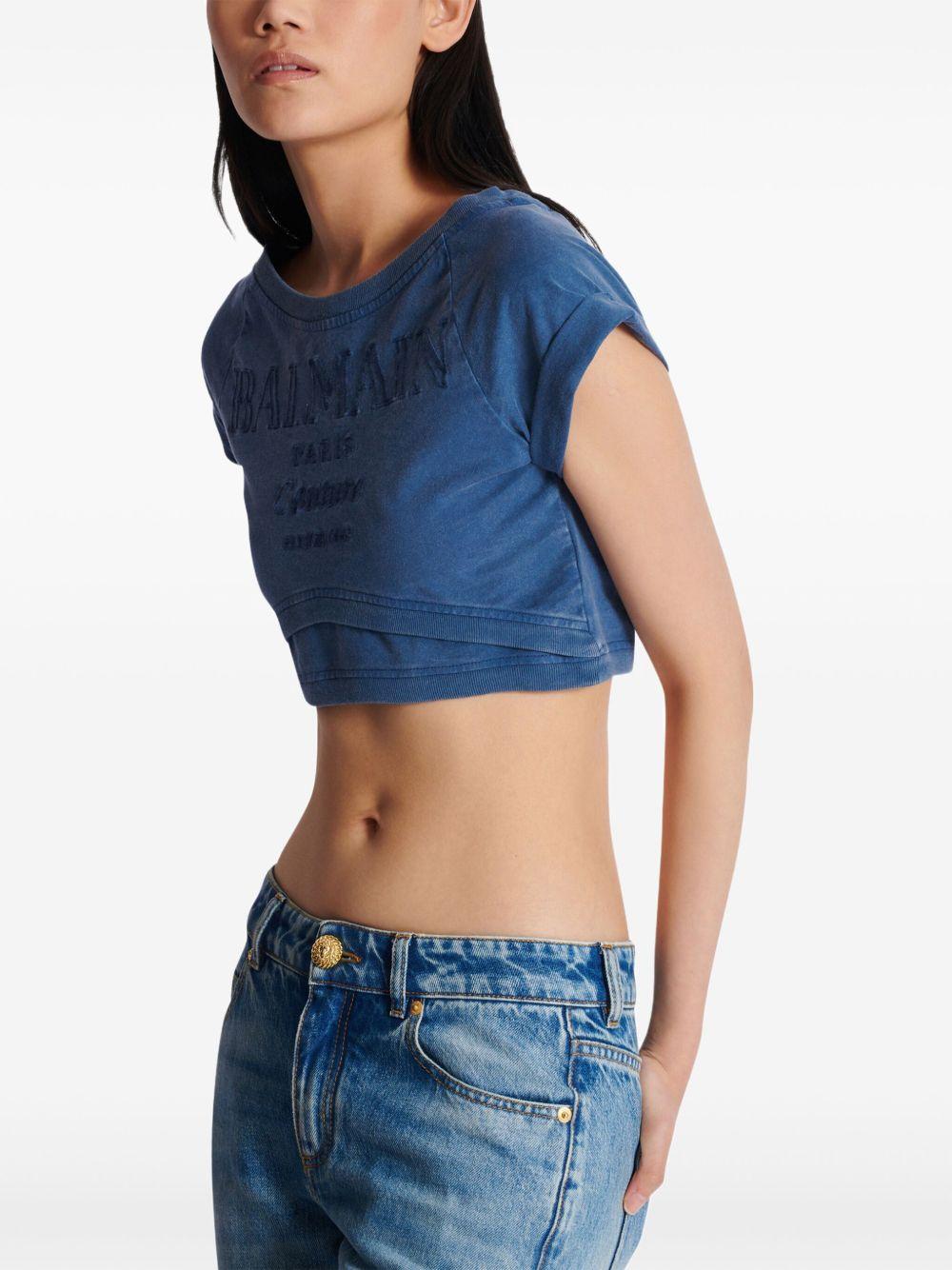 embroidered cropped T-shirt Product Image