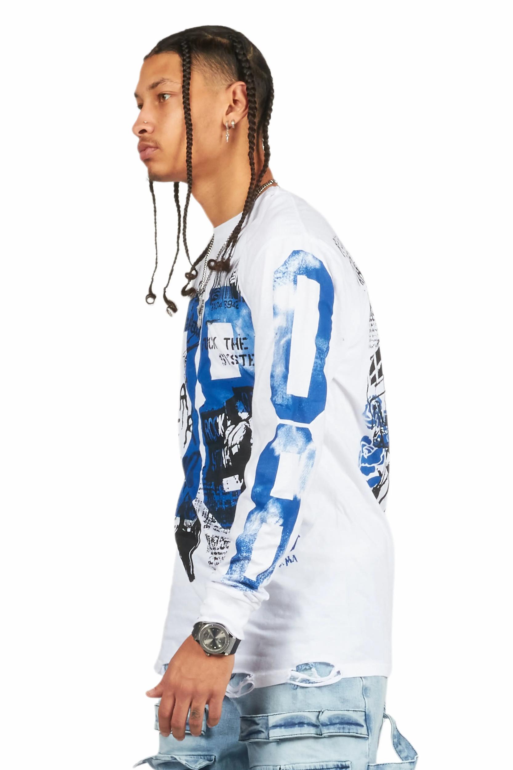 Grill White Long Sleeve Graphic T-Shirt Male Product Image