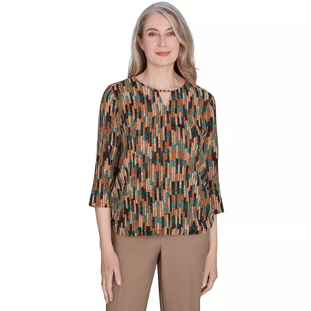 Women's Alfred Dunner Chenille Vertical Texture Top, Size: XL, Multi Green Product Image