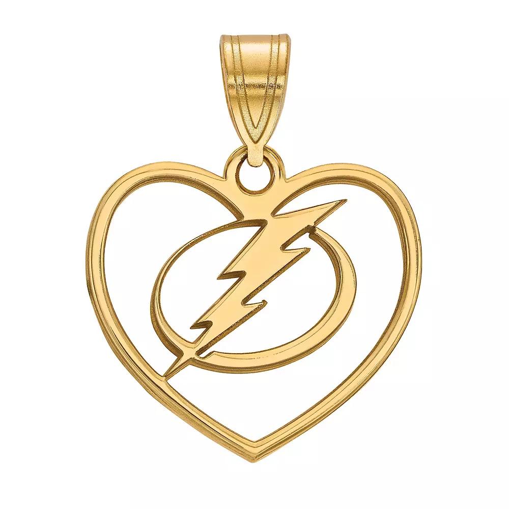 LogoArt Sterling Silver Tampa Bay Lightning Heart Pendant, Women's, Gold Over Sterling Product Image