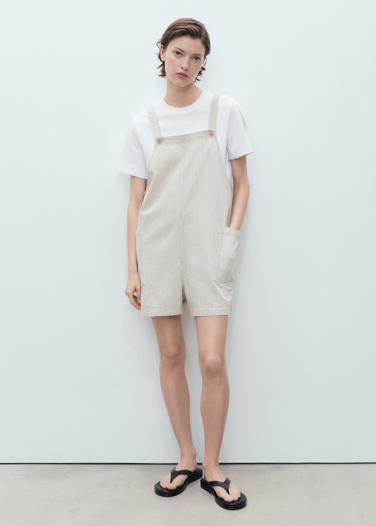 Denim dungarees stripes - Women | MANGO USA Product Image