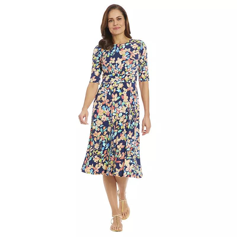 Women's London Times Printed Midi A-Line Dress,  Product Image