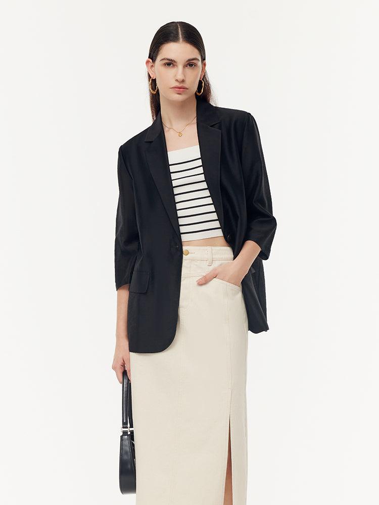 Tencel One Button Women Blazer Product Image