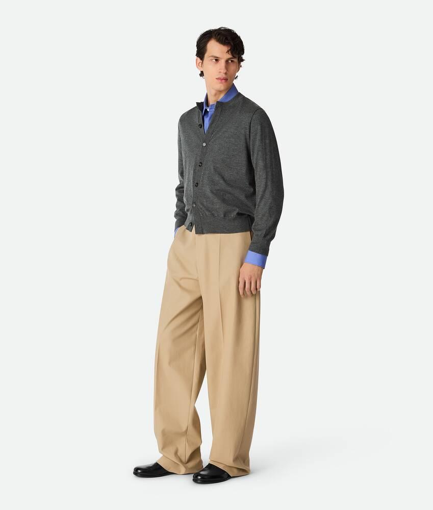 Men's Cotton Twill Straight Trousers in Beige Product Image