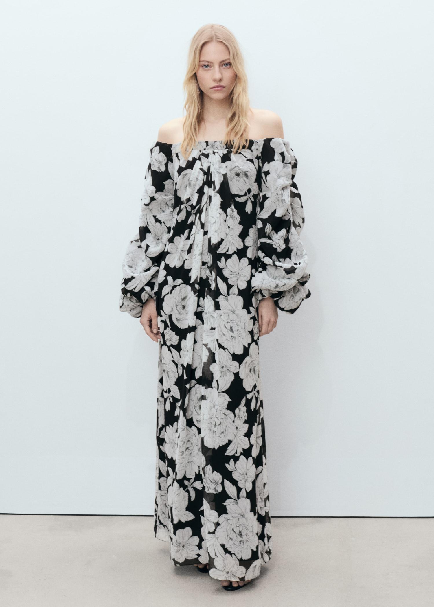 Strapless floral dress - Women | MANGO USA Product Image