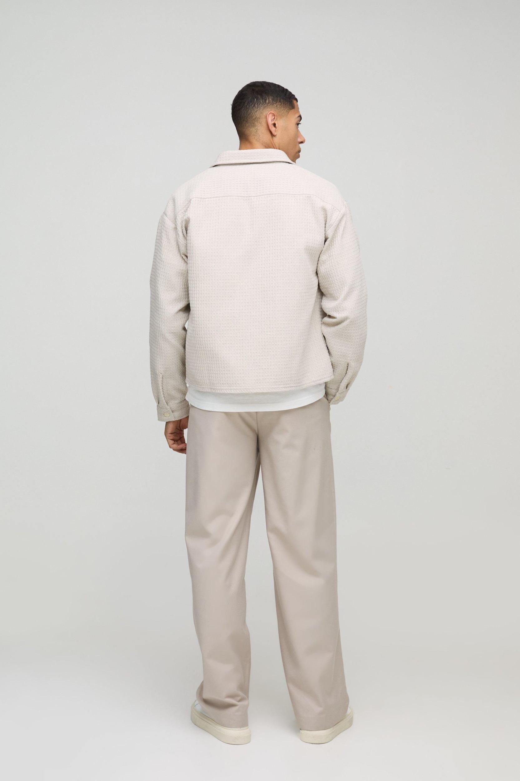 Oversized Waffle Shirt Jacket | boohooMAN USA Product Image