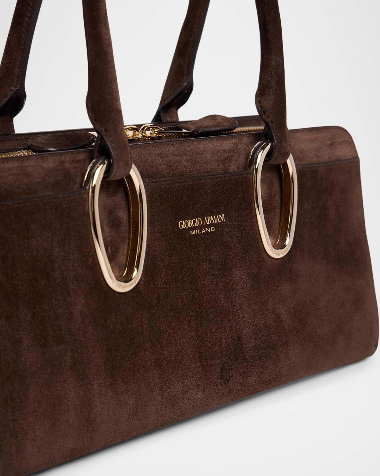 Ring-Embellished Suede Top-Handle Bag Product Image