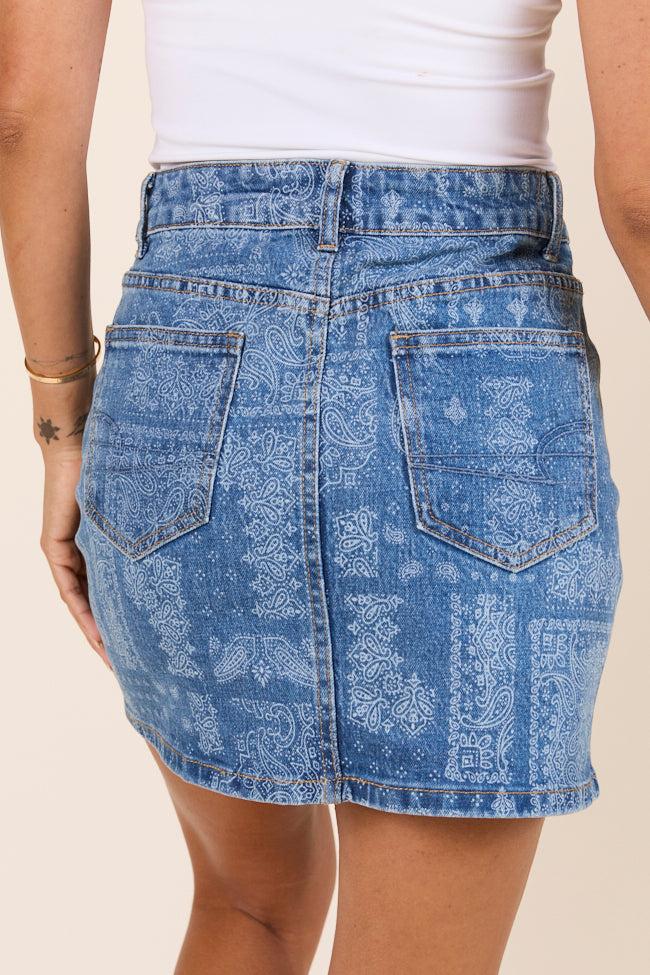 Thea Bandana Print Denim Skirt FINAL SALE Product Image