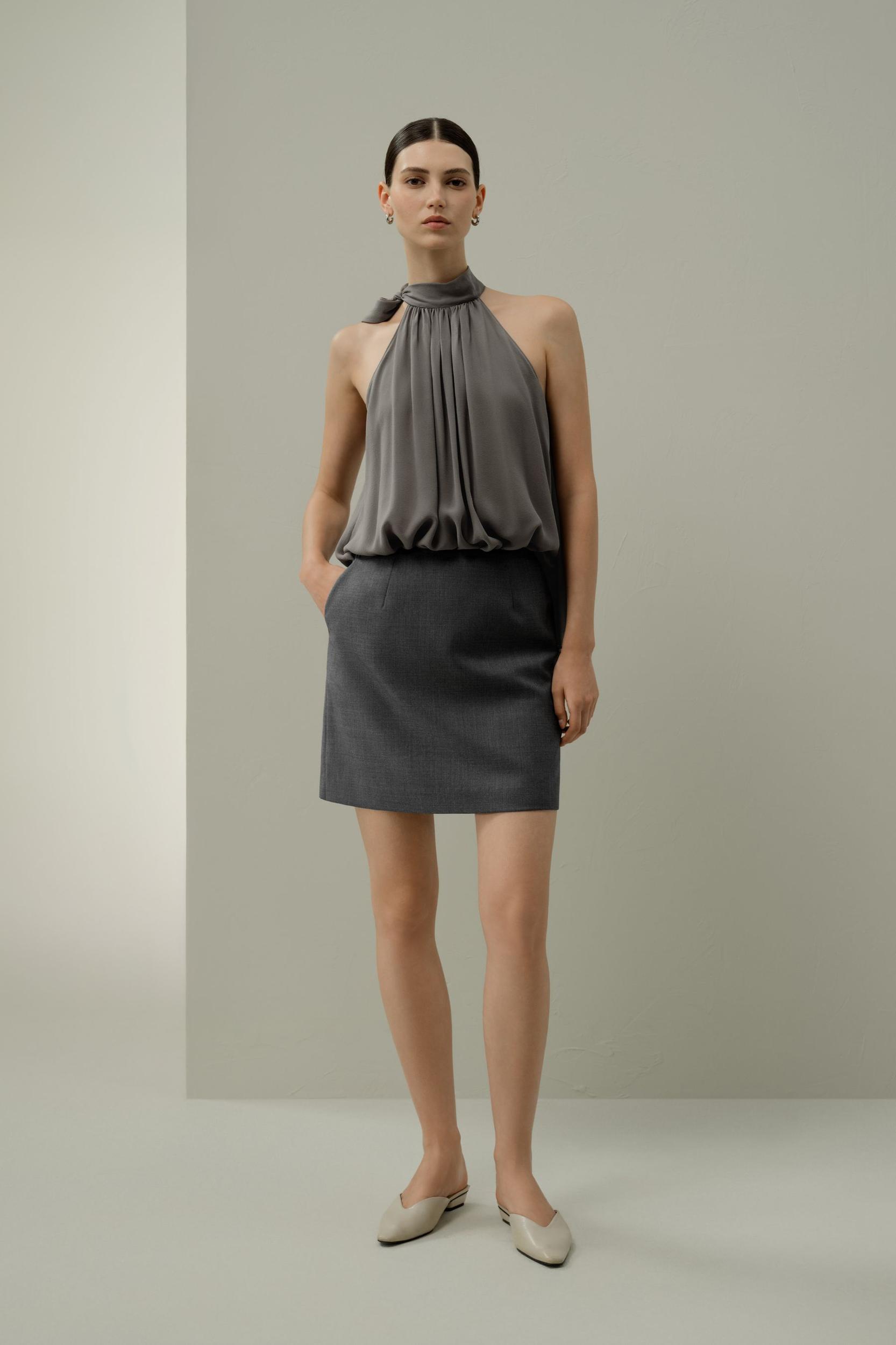 Adjustable Tie-Neck Georgette Blouse Product Image