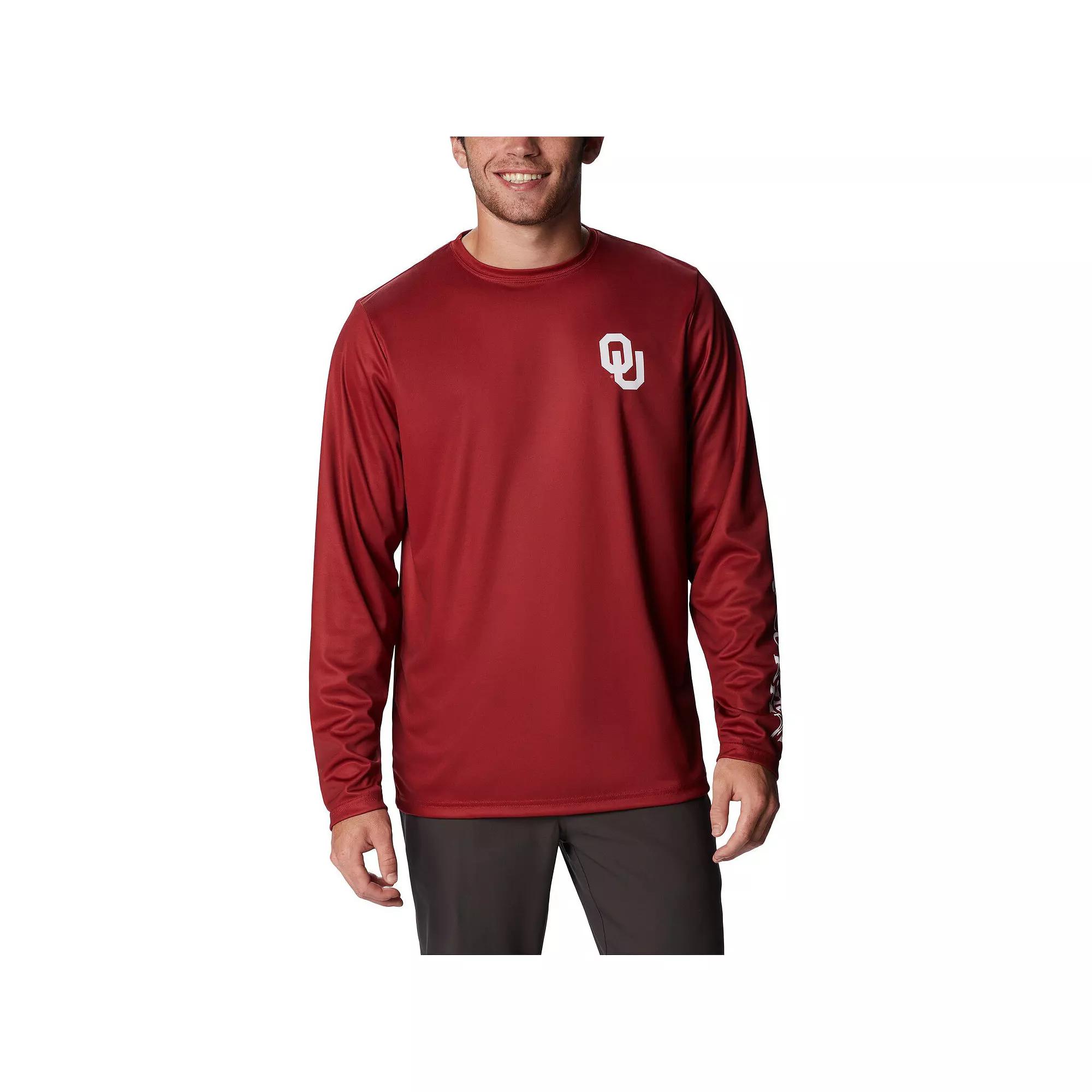 Men's Columbia Crimson Oklahoma Sooners Terminal Tackle Omni-Shade Raglan Long Sleeve T-Shirt, Size: 2XL, Red Product Image