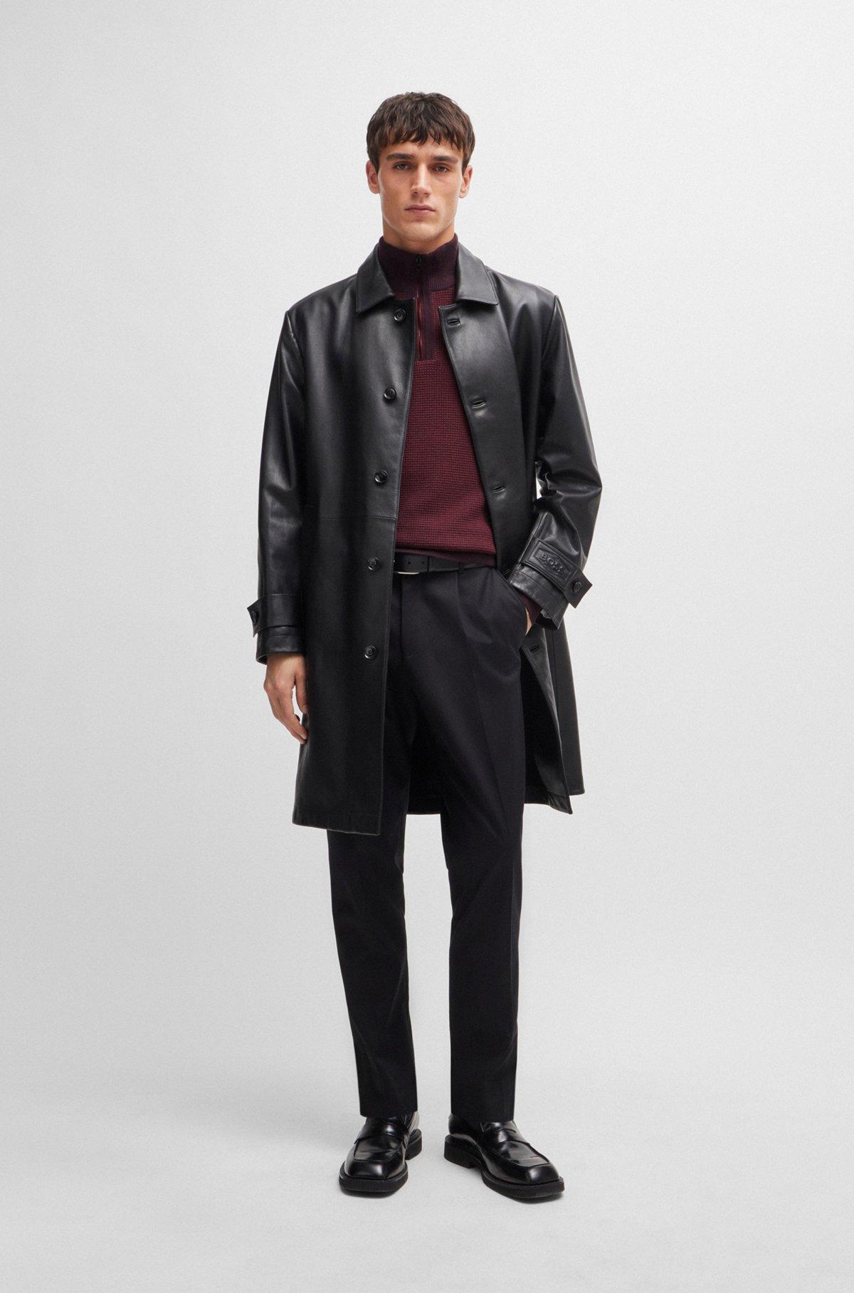 Zip-neck sweater with mixed structures Product Image