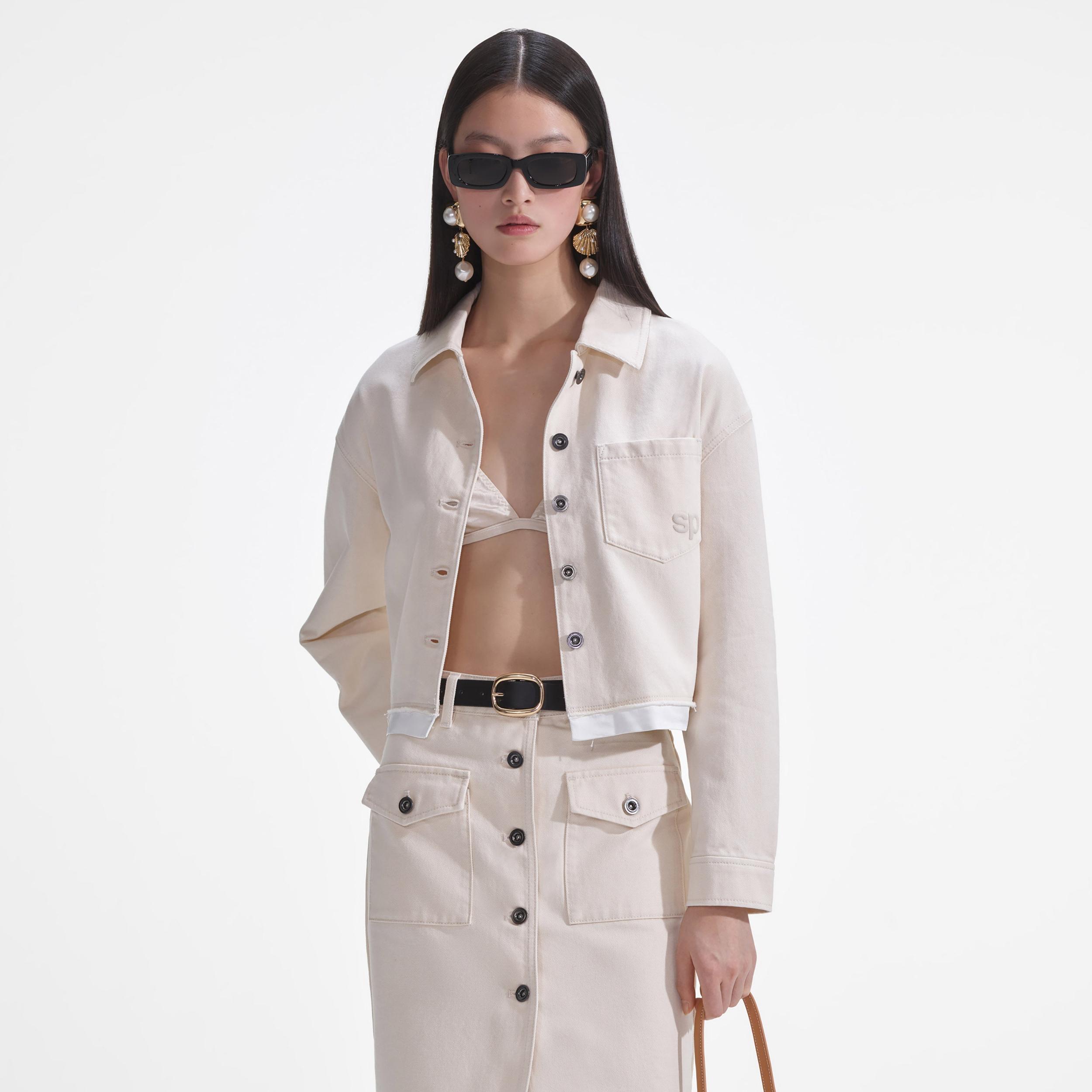 Cream Denim Jacket Product Image