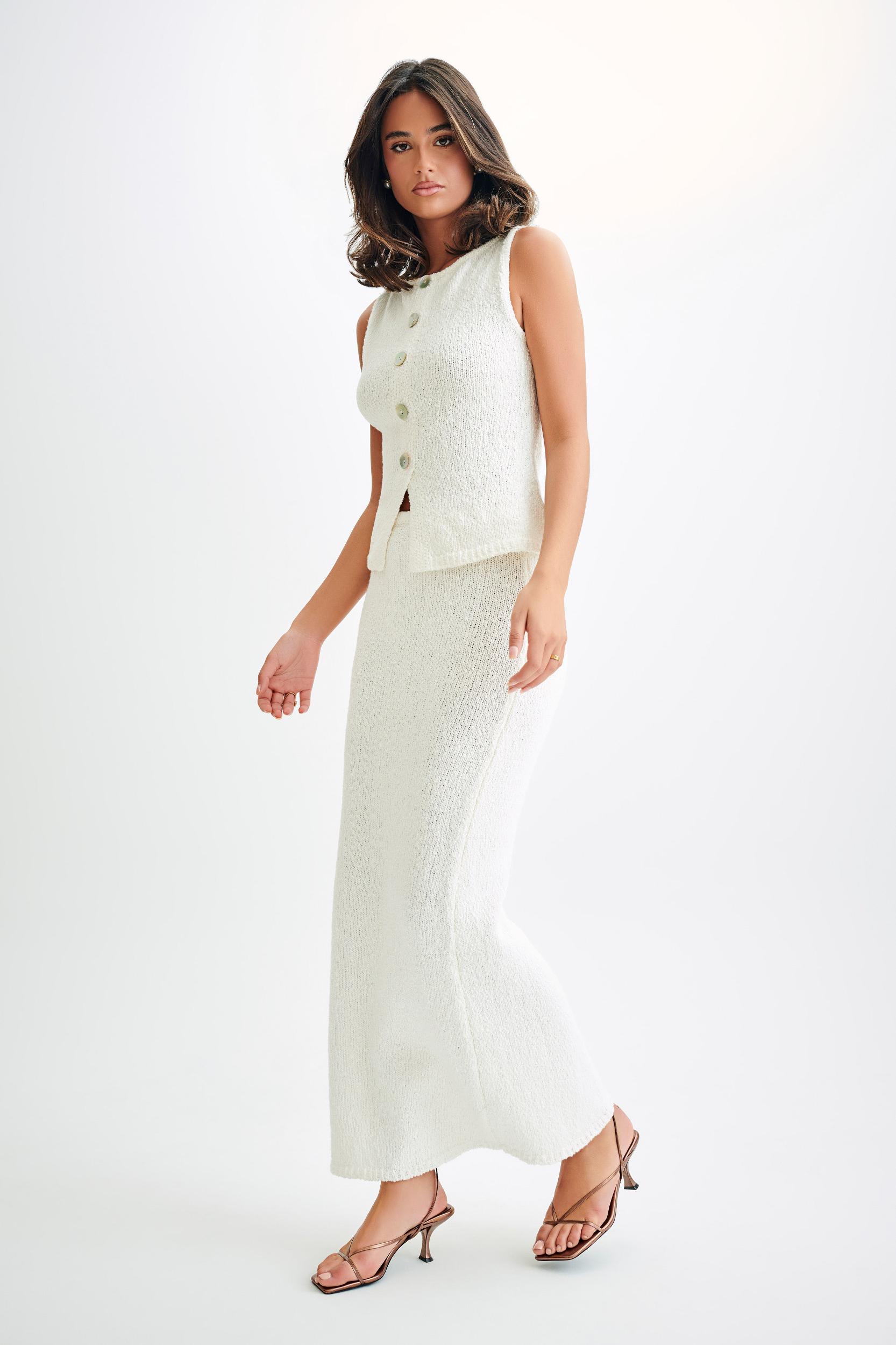 Moira Boucle Maxi Skirt - White Product Image