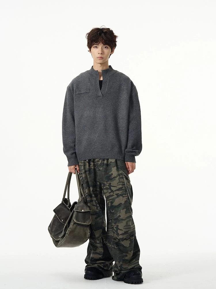 RT No. 18700 KNIT V-NECK COLLAR SWEATER Product Image