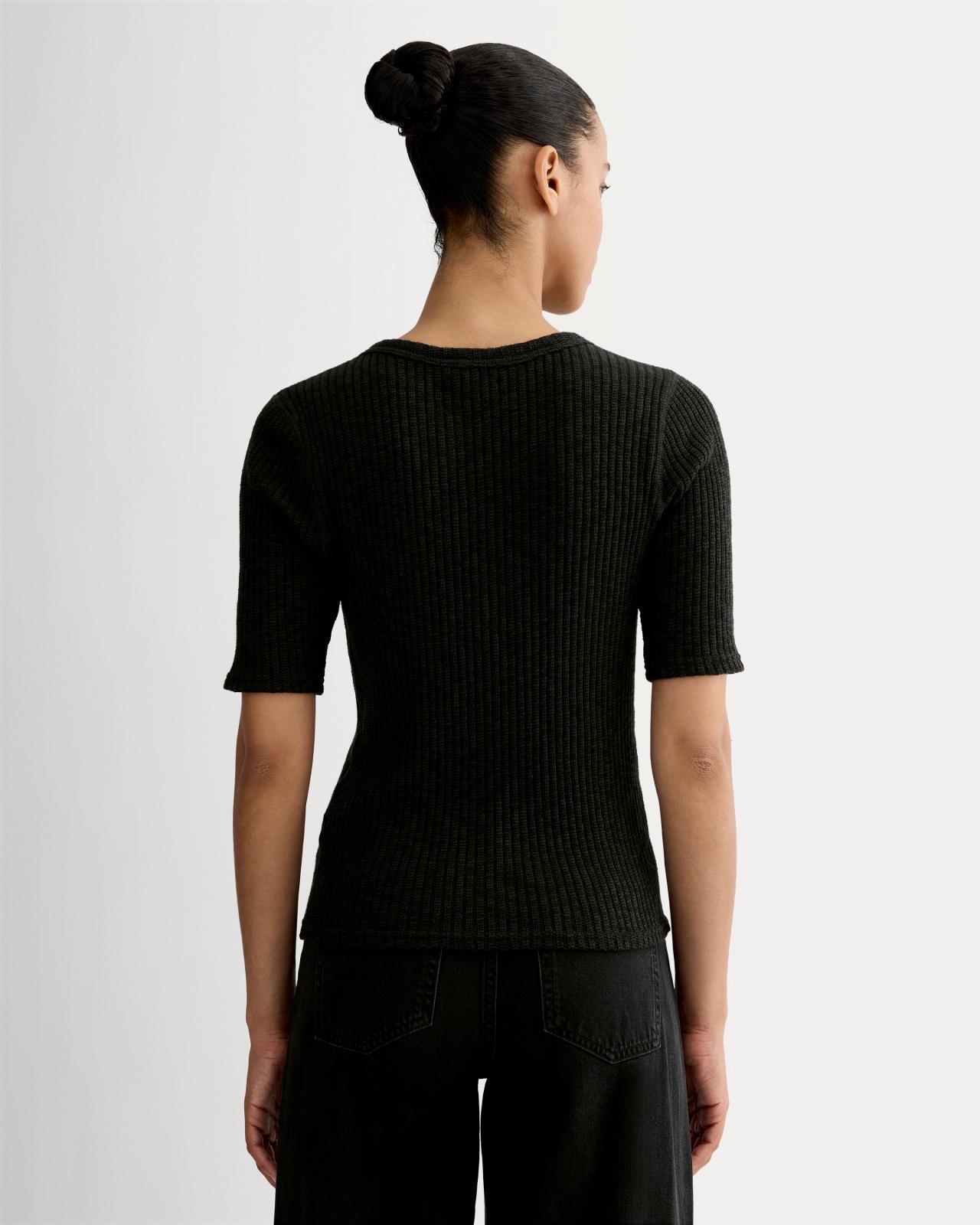 The Rib-Knit Short-Sleeve Henley Product Image
