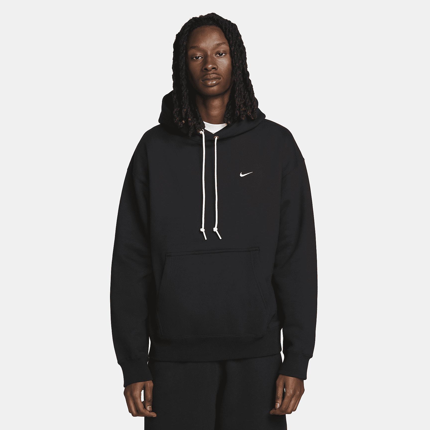 Nike Mens Solo Swoosh Fleece Pullover Hoodie | DX1355-010 Product Image