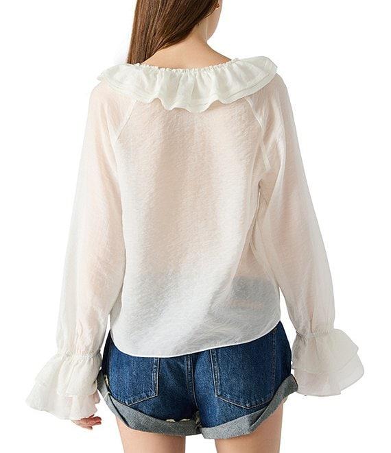 Steve Madden Hampton V-Neck Long Sleeve Ruffle Top Product Image