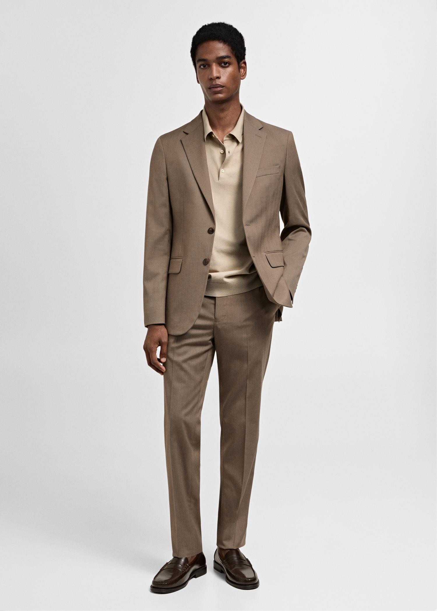 Stretch-fabric slim-fit suit pants - Men | MANGO USA Product Image