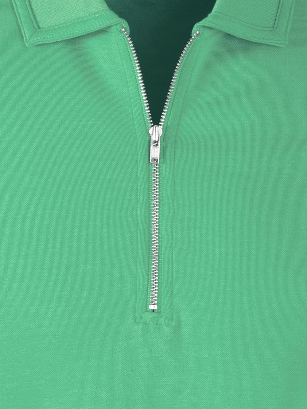 Lyocell Blend Quarter Zip Polo - Green Product Image