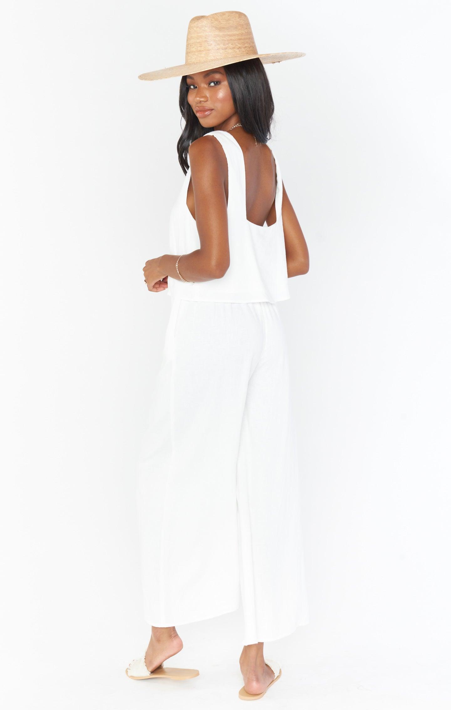 Tara Crop Top ~ White Linen Product Image