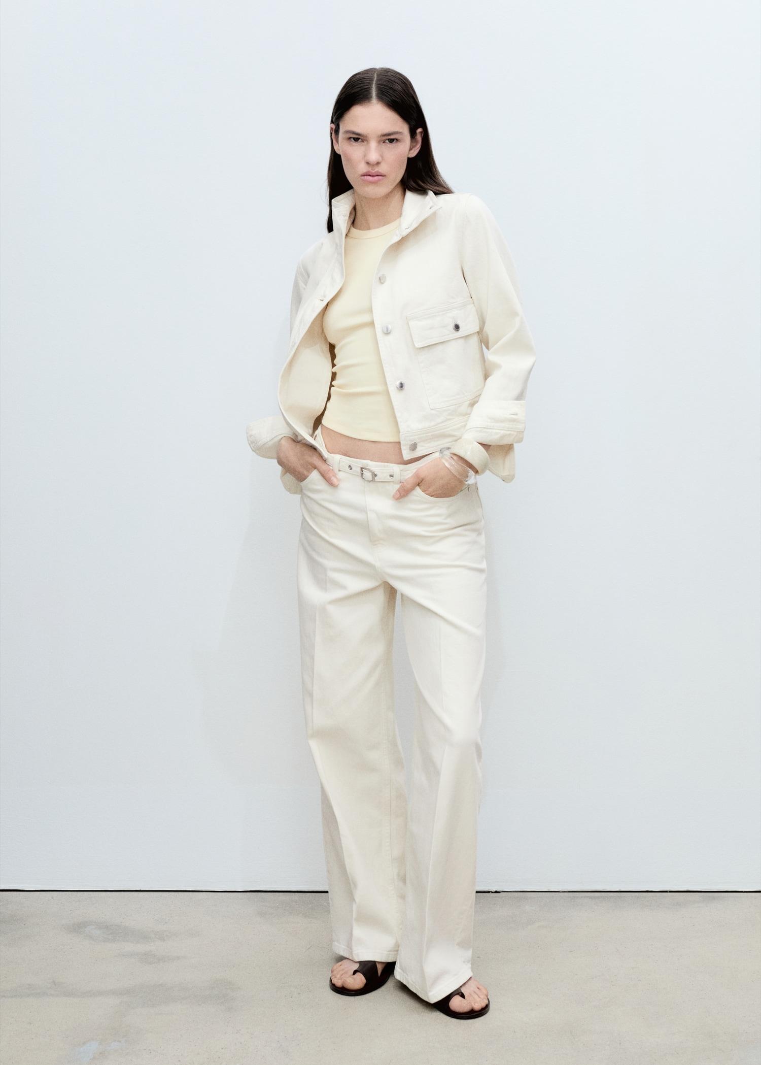 Wideleg jeans with belt - Women | MANGO USA Product Image