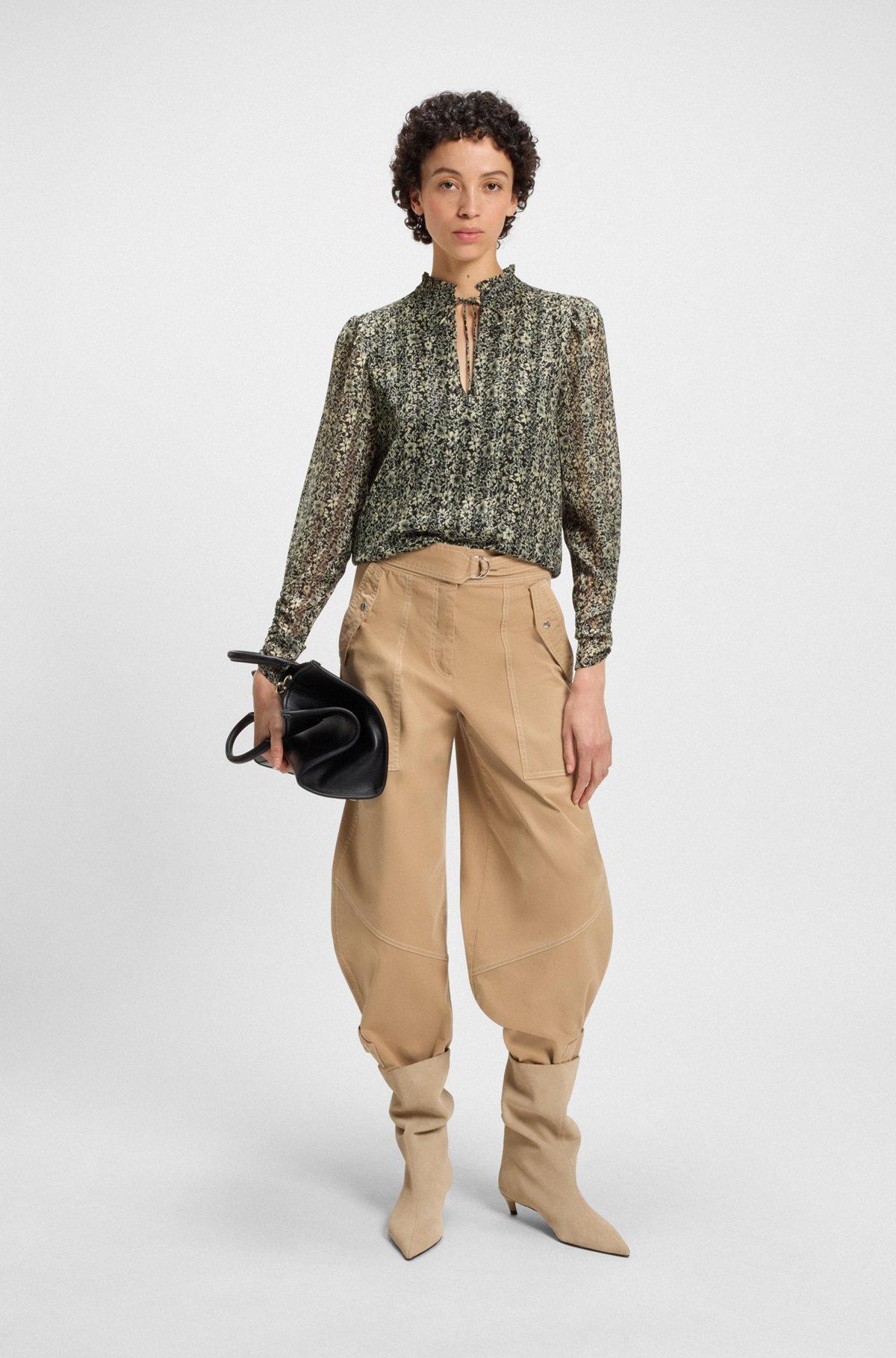 Relaxed-fit blouse in printed seersucker Product Image