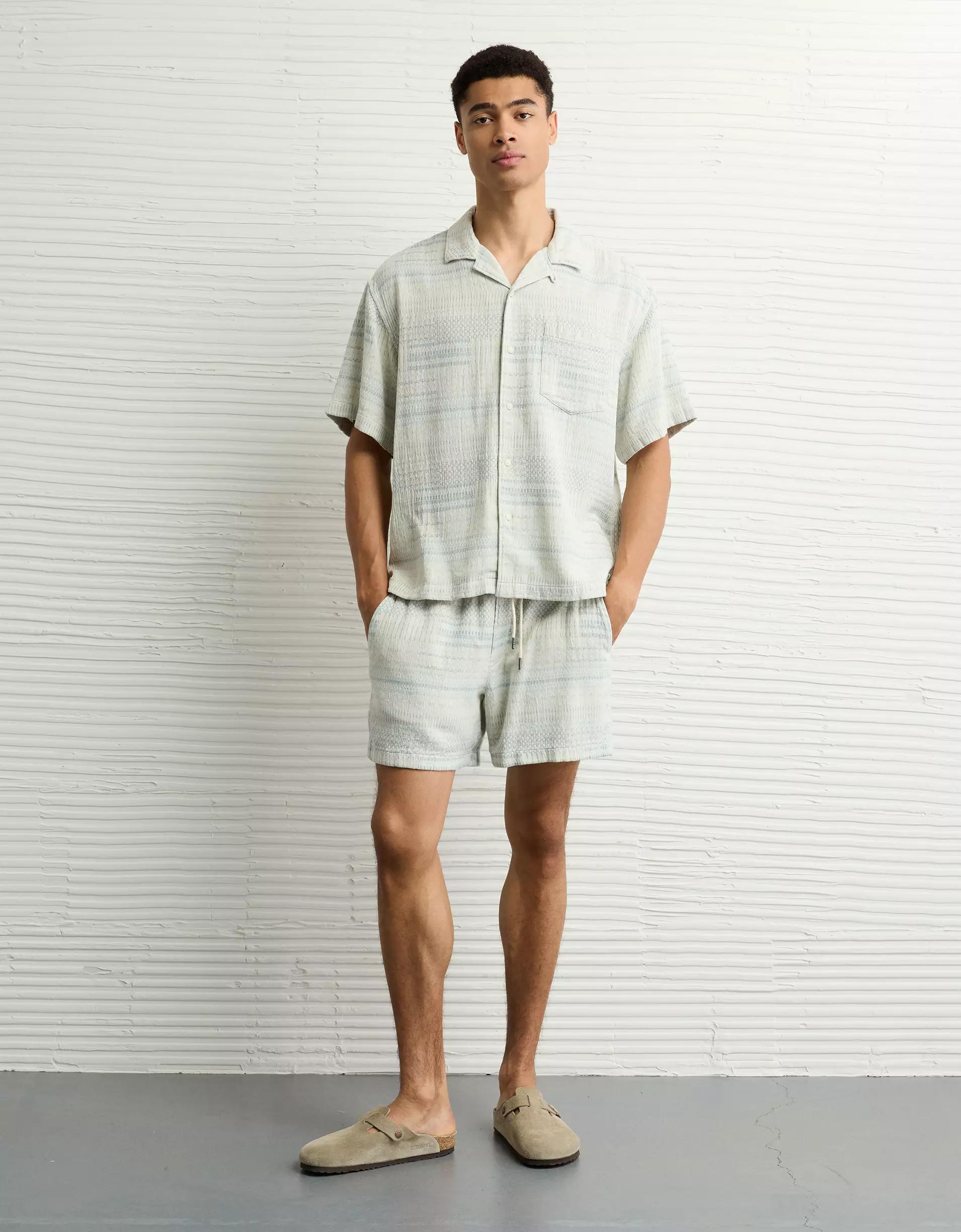 AE Poolside Textured Striped Button-Up Shirt Product Image