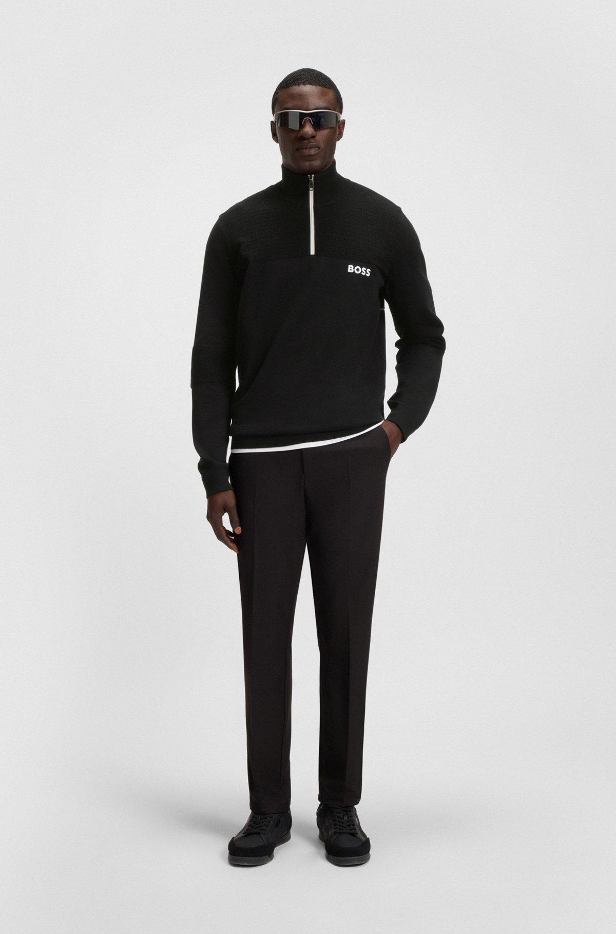 Water-repellent cotton sweater with zip neck Product Image