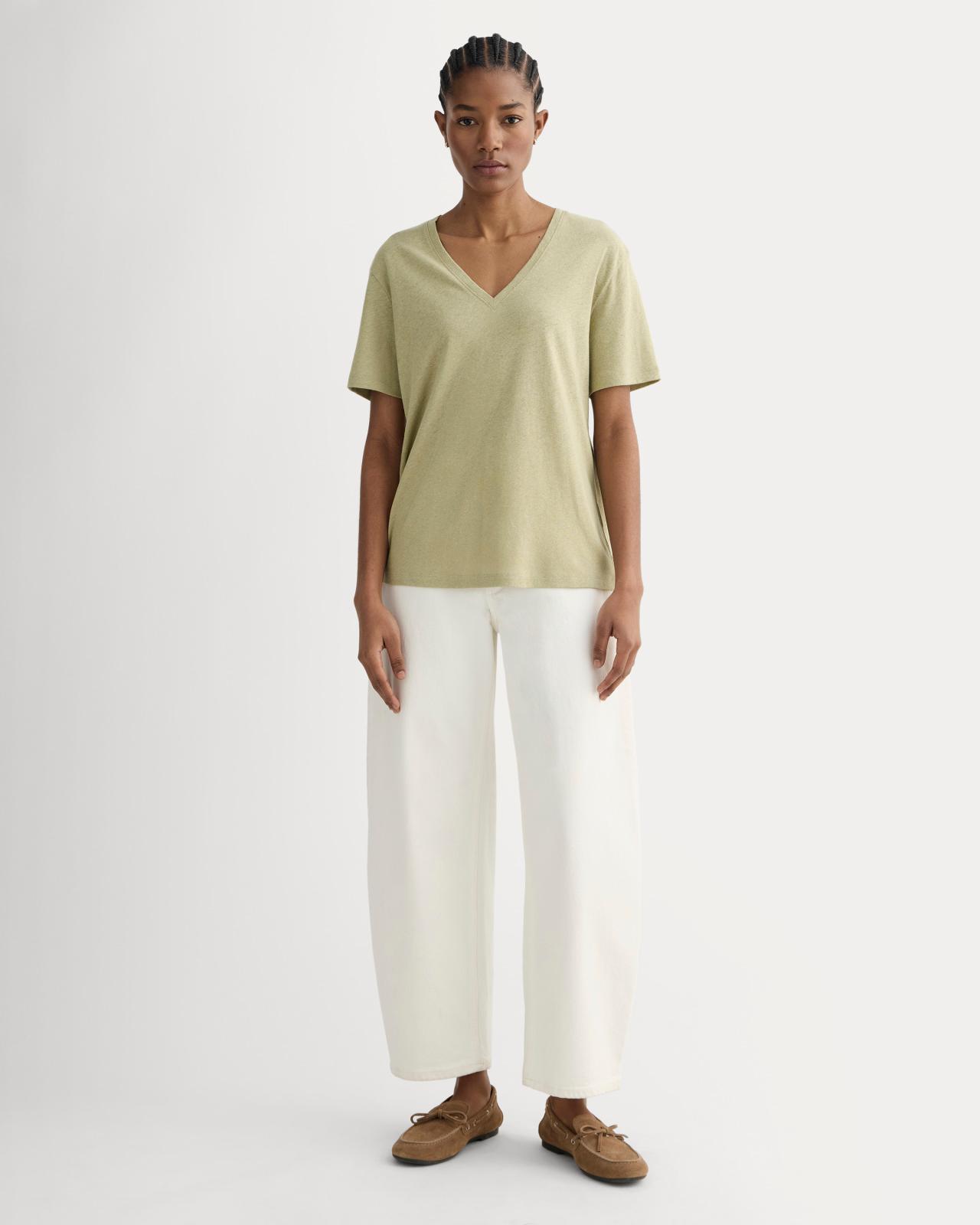 Womens Slouchy V-Neck T-Shirt in Cotton Linen by Everlane Product Image