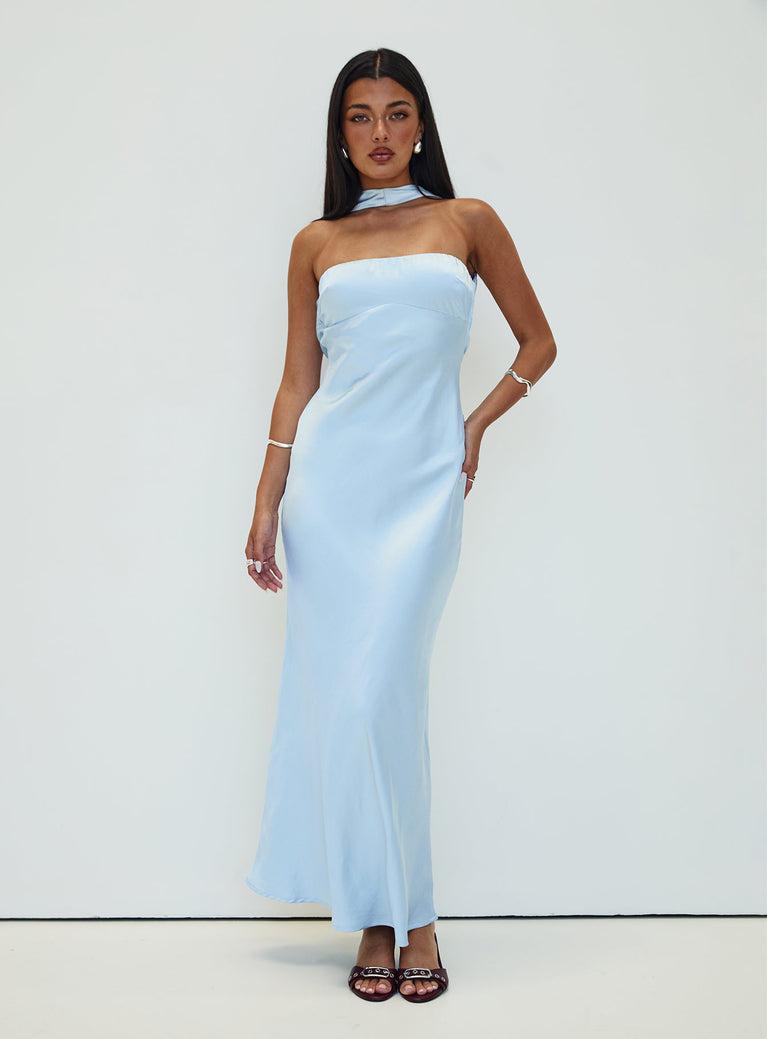 Legacies Strapless Maxi Dress Icy Blue Product Image
