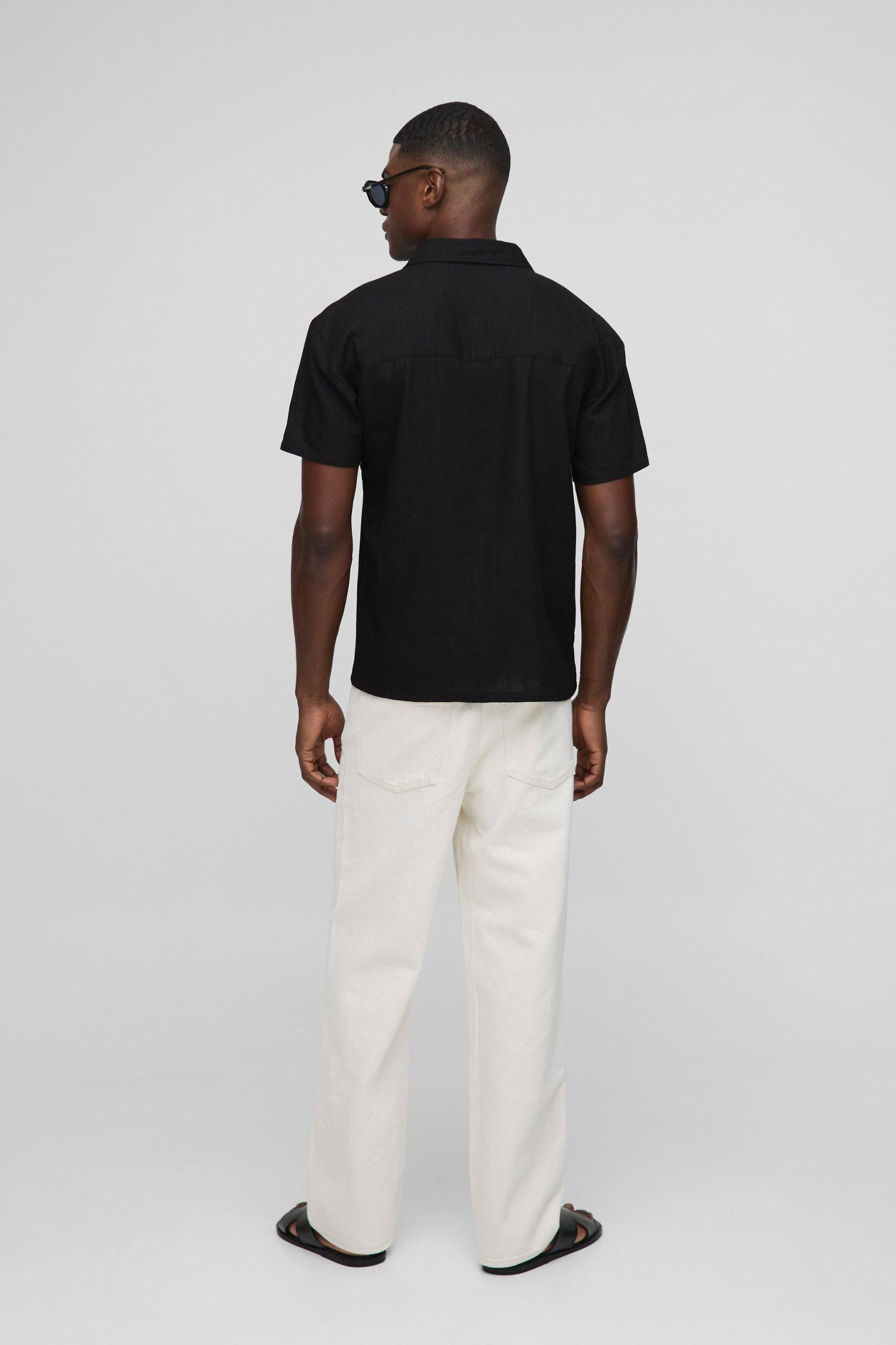 Heavyweight Linen Blend Regular Fit Shirt | boohooMAN USA Product Image