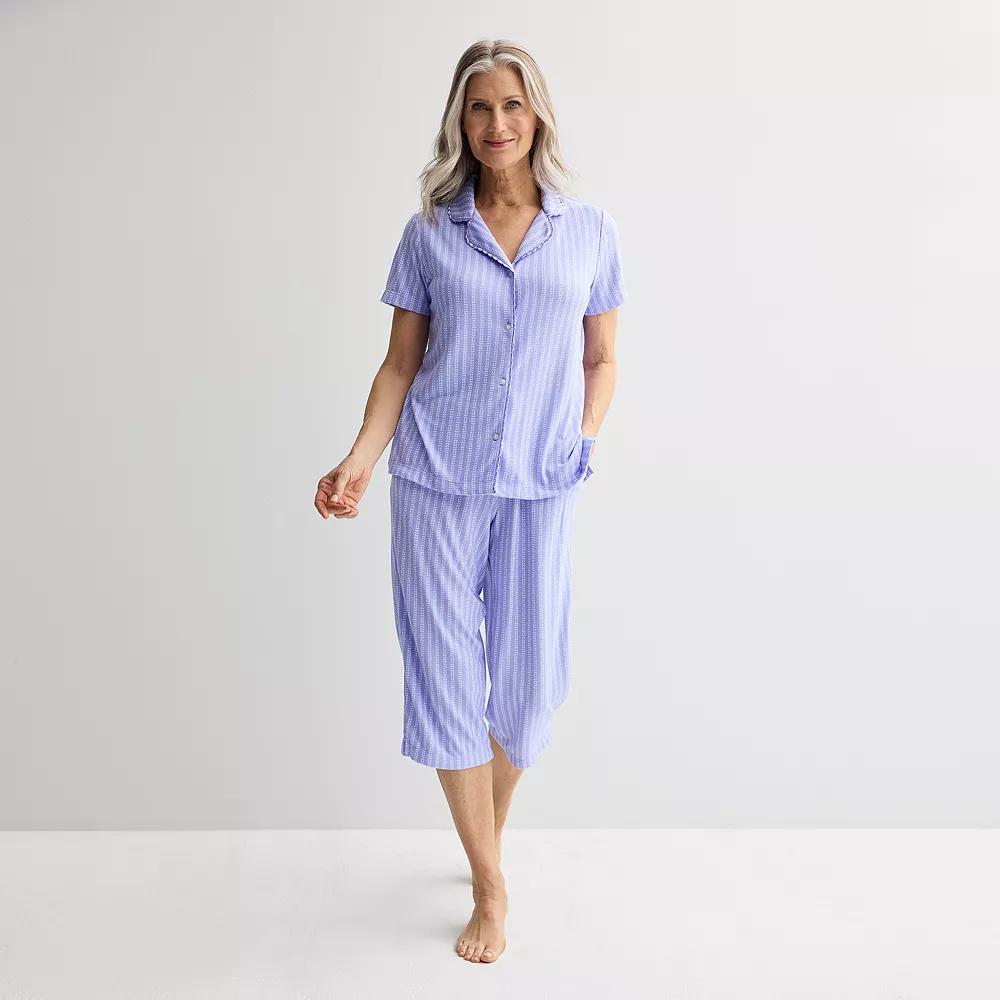 Womens Croft & Barrow Wonderluxe Pajama Top & Pajama Pants Set Product Image