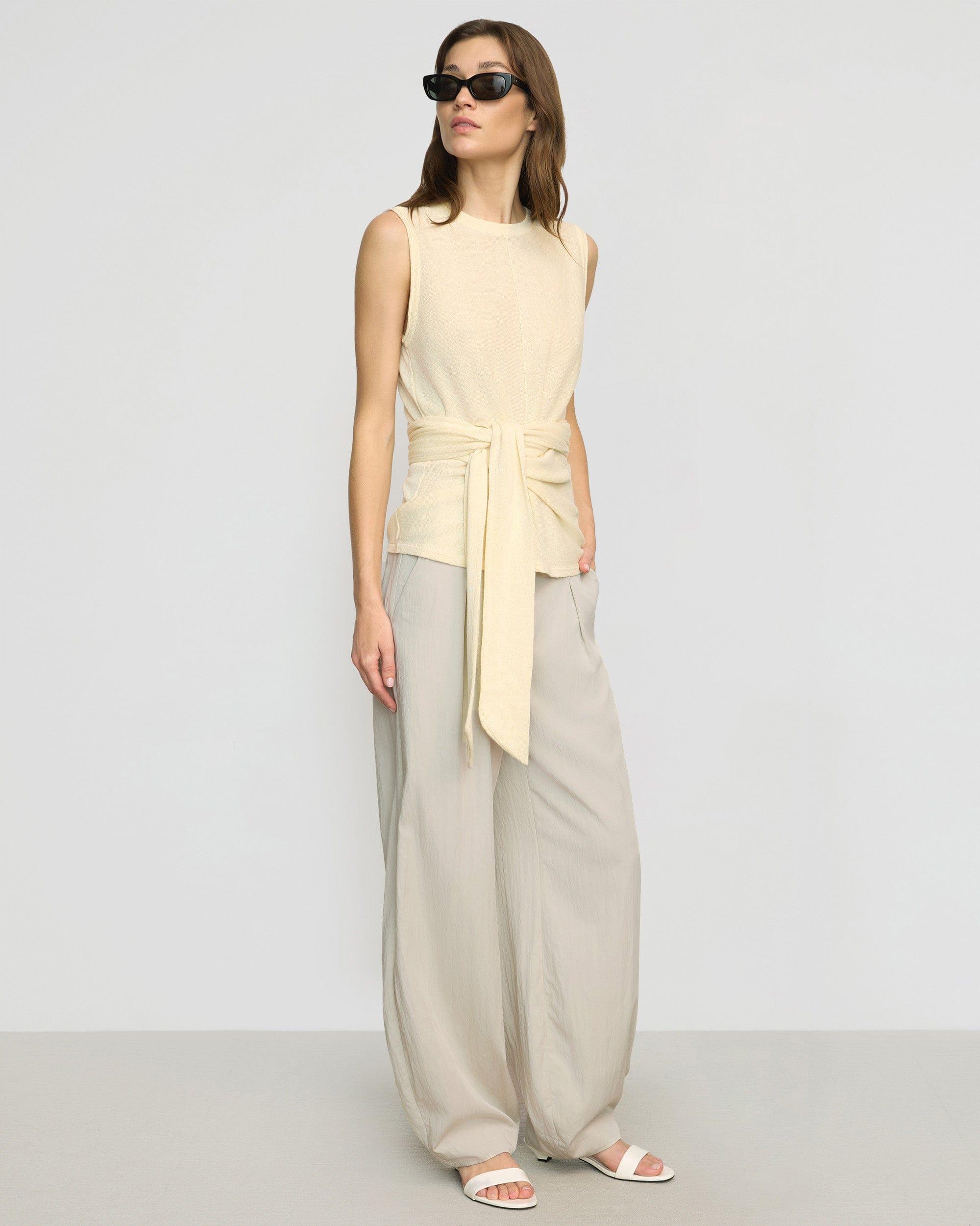 Rois Tie-Front Linen-Cotton Top Product Image