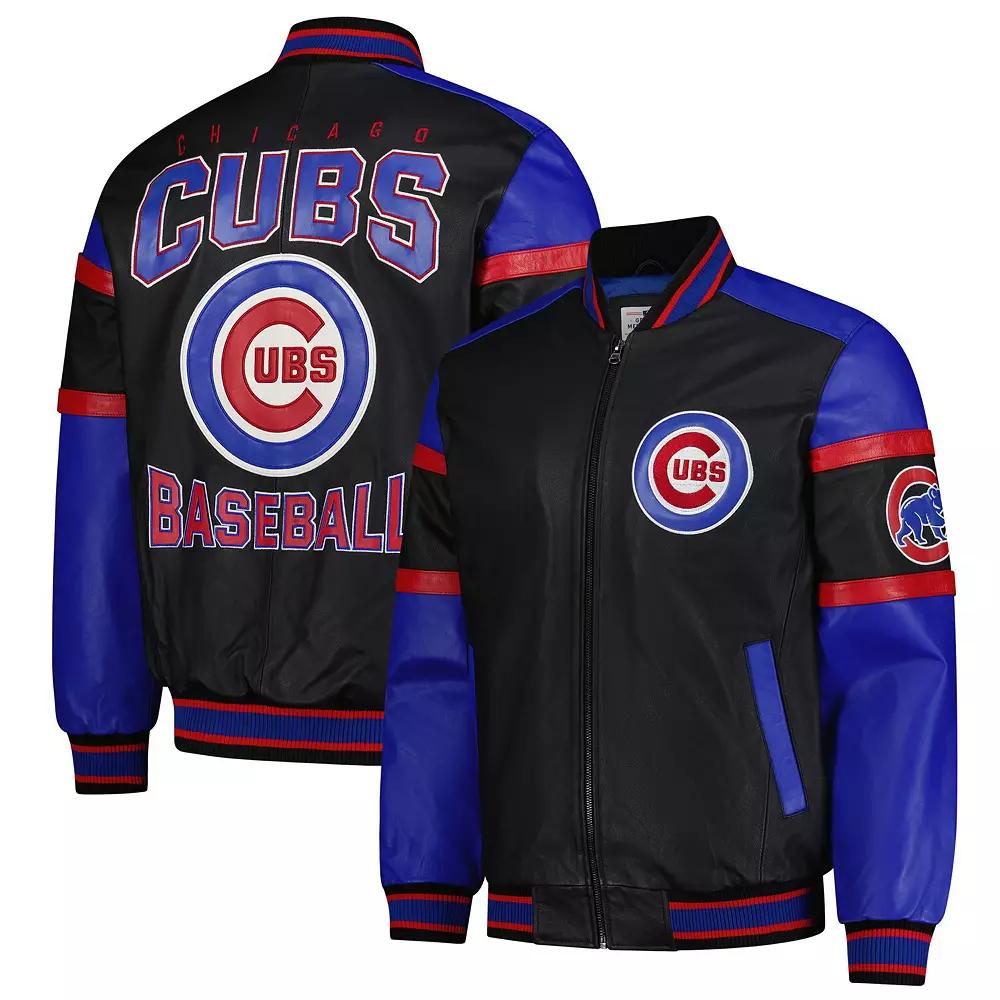 Men's G-III Sports by Carl Banks Black Chicago Cubs Full-Zip Leather Varsity Jacket,  Product Image