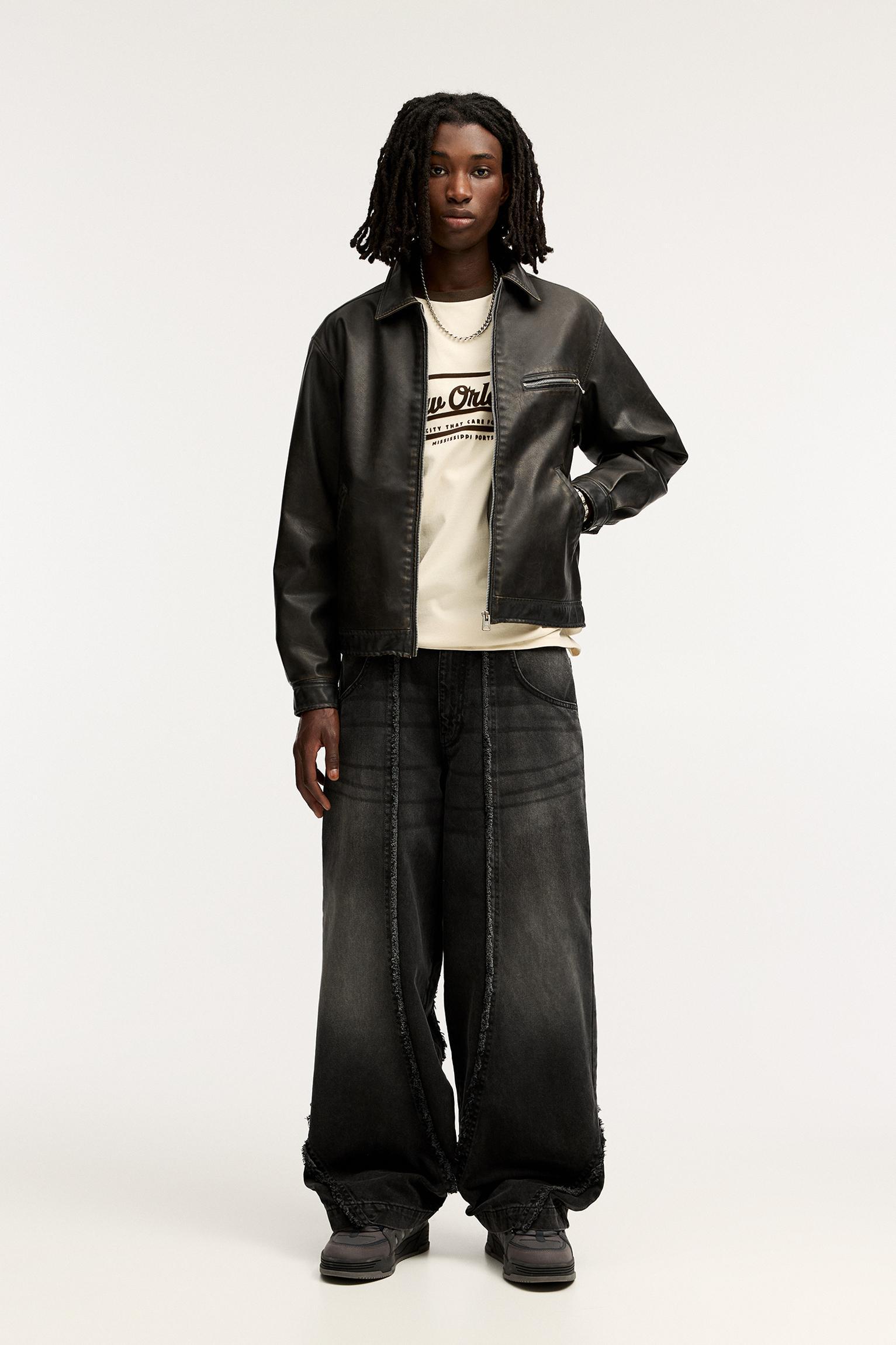 Faux leather worker jacket Product Image