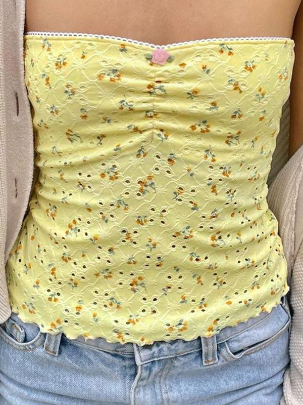 Cut-Out Ruffled Peplum Bandeau Top Product Image