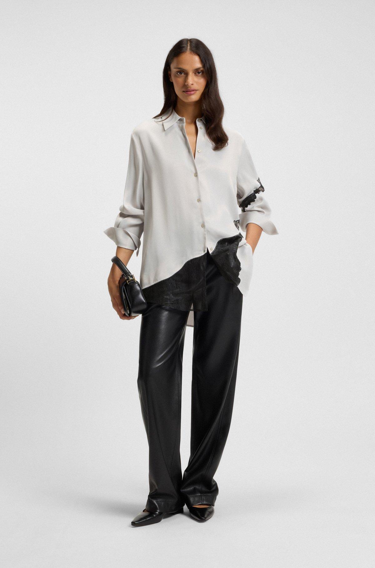 Regular-fit blouse with lace details Product Image