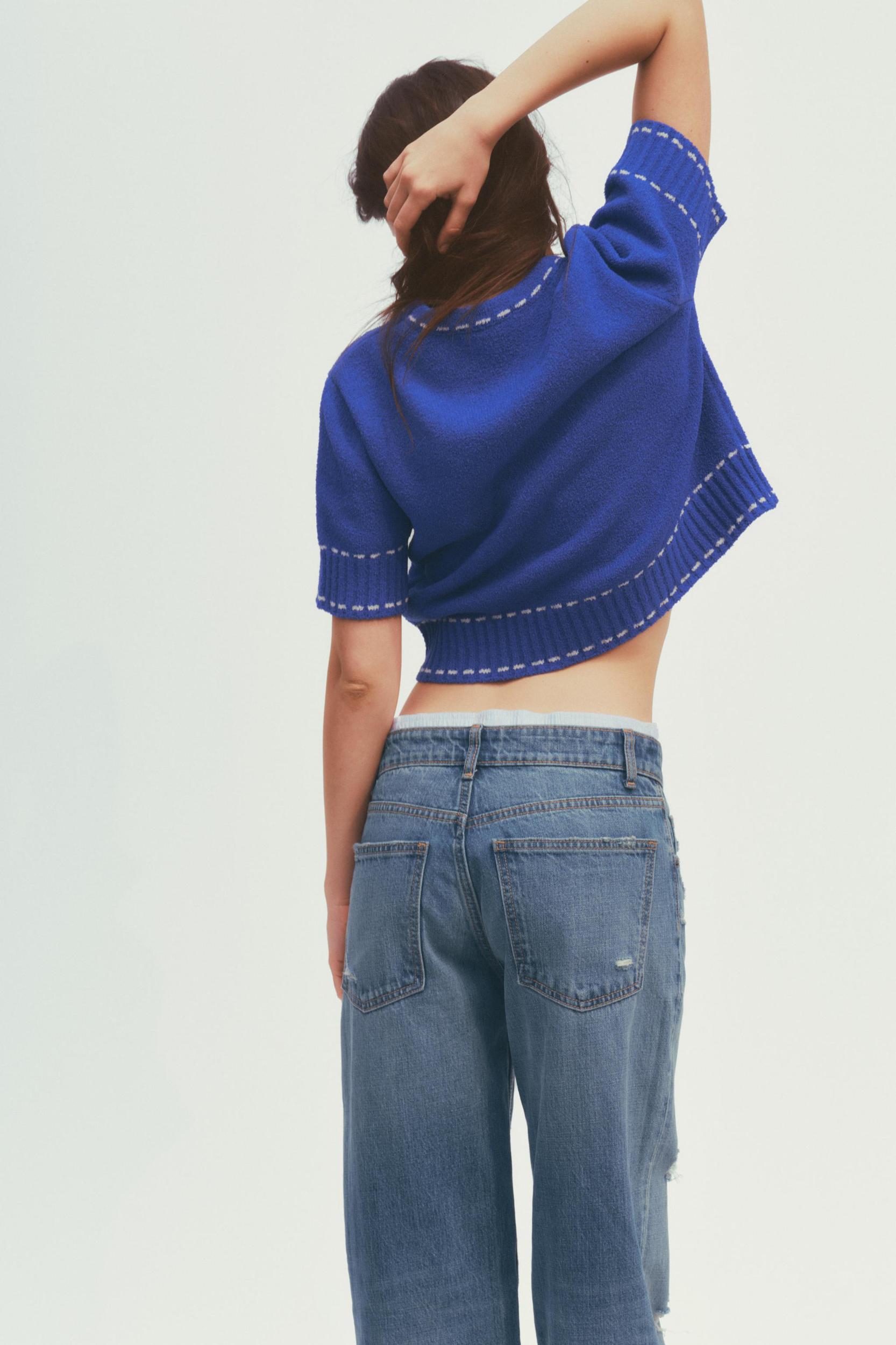 TOPSTITCH KNIT TOP Product Image